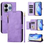Tel1 Xiaomi Poco M7 Pro 5G Card Slots Zipper Wallet Flip Θήκη Βιβλίο - Purple