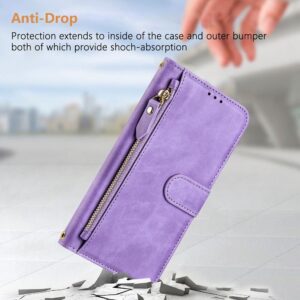 Tel1 Xiaomi Poco M7 Pro 5G Card Slots Zipper Wallet Flip Θήκη Βιβλίο - Purple