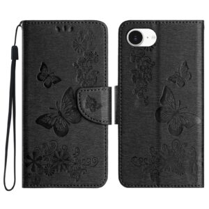 Tel1 iPhone 16e Butterfly Flowers Θήκη Βιβλίο - Black