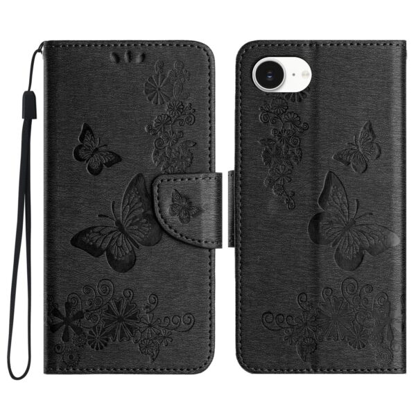 Tel1 iPhone 16e Butterfly Flowers Θήκη Βιβλίο - Black