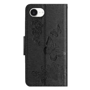 Tel1 iPhone 16e Butterfly Flowers Θήκη Βιβλίο - Black