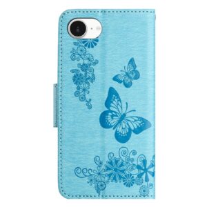 Tel1 iPhone 16e Butterfly Flowers Θήκη Βιβλίο - Blue