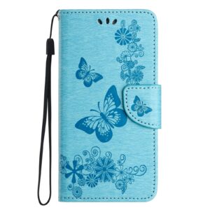 Tel1 iPhone 16e Butterfly Flowers Θήκη Βιβλίο - Blue
