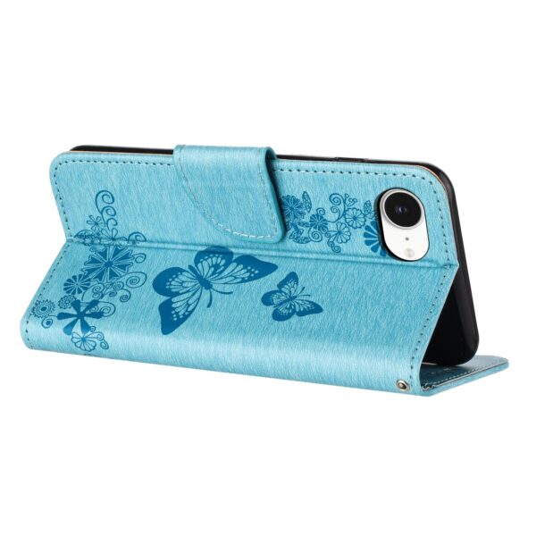 Tel1 iPhone 16e Butterfly Flowers Θήκη Βιβλίο - Blue