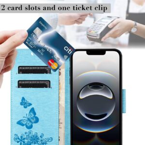 Tel1 iPhone 16e Butterfly Flowers Θήκη Βιβλίο - Blue