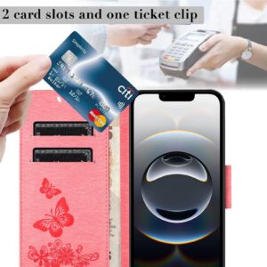 Tel1 iPhone 16e Butterfly Flowers Θήκη Βιβλίο - Pink