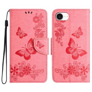 Tel1 iPhone 16e Butterfly Flowers Θήκη Βιβλίο - Pink