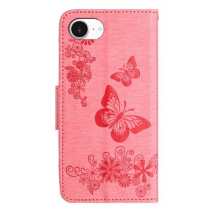 Tel1 iPhone 16e Butterfly Flowers Θήκη Βιβλίο - Pink