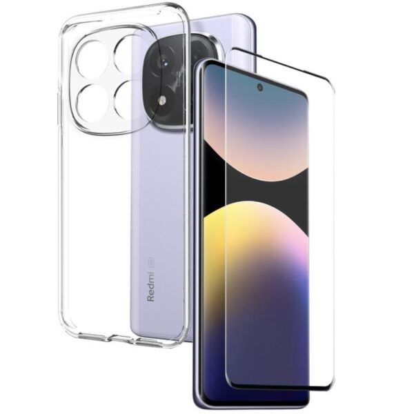 Northjo Xiaomi Redmi Note 14 Pro 5G 2 in 1 Case Screen Protector Tempered Glass - Clear