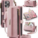 CaseMe C39 iPhone 15 Pro RFID Blocking Zipper Wallet Case with Strap Θήκη Βιβλίο - Pink