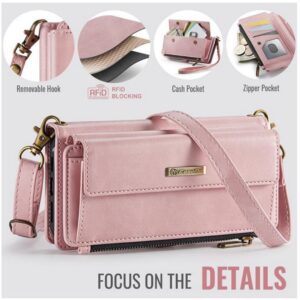 CaseMe C39 iPhone 15 Pro RFID Blocking Zipper Wallet Case with Strap Θήκη Βιβλίο - Pink