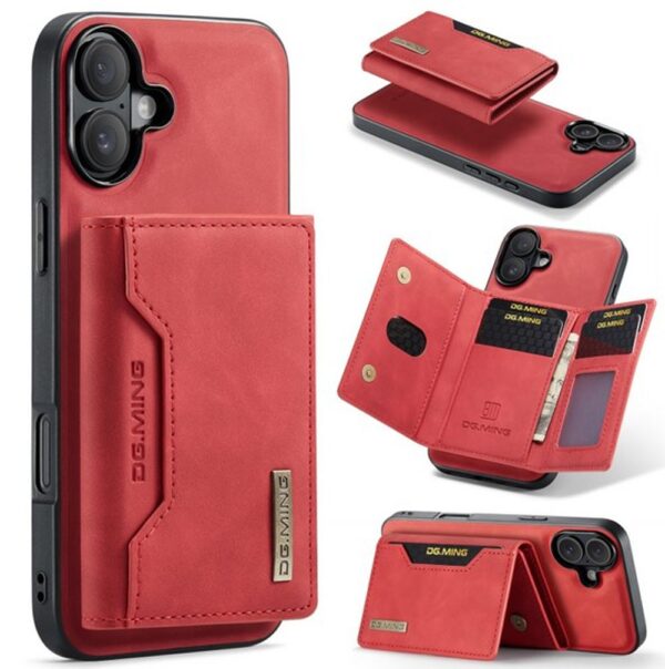 DG.MING iPhone 16 M2 Series 3-Fold Wallet Card Θήκη Δερματίνης - Red DG.MING iPhone 16 M2 Series 3-Fold Wallet Card Θήκη Δερματίνης - Red