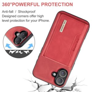 DG.MING iPhone 16 M2 Series 3-Fold Wallet Card Θήκη Δερματίνης - Red
