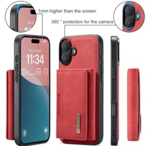 DG.MING iPhone 16 M2 Series 3-Fold Wallet Card Θήκη Δερματίνης - Red