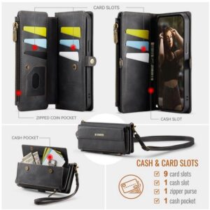 CaseMe C39 iPhone 15 Pro RFID Blocking Zipper Wallet Case with Strap Θήκη Βιβλίο - Black