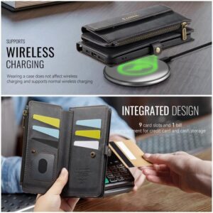 CaseMe C39 iPhone 15 Pro RFID Blocking Zipper Wallet Case with Strap Θήκη Βιβλίο - Black