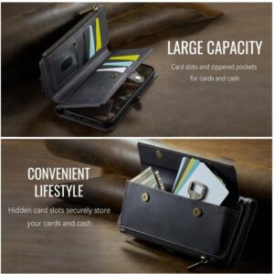 CaseMe C39 iPhone 15 Pro RFID Blocking Zipper Wallet Case with Strap Θήκη Βιβλίο - Black