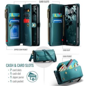 CaseMe C36 iPhone 16e Zipper Wallet RFID Anti-theft Θήκη Βιβλίο - Blue