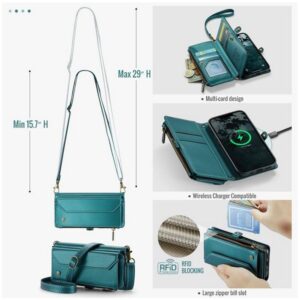 CaseMe C36 iPhone 16e Zipper Wallet RFID Anti-theft Θήκη Βιβλίο - Blue