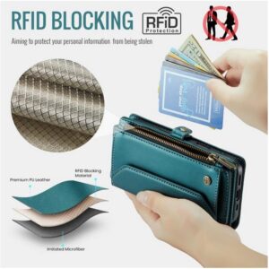 CaseMe C36 iPhone 16e Zipper Wallet RFID Anti-theft Θήκη Βιβλίο - Blue