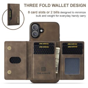 DG.MING iPhone 16 M2 Series 3-Fold Wallet Card Θήκη Δερματίνης - Dark Brown
