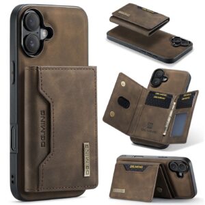DG.MING iPhone 16 M2 Series 3-Fold Wallet Card Θήκη Δερματίνης - Dark Brown