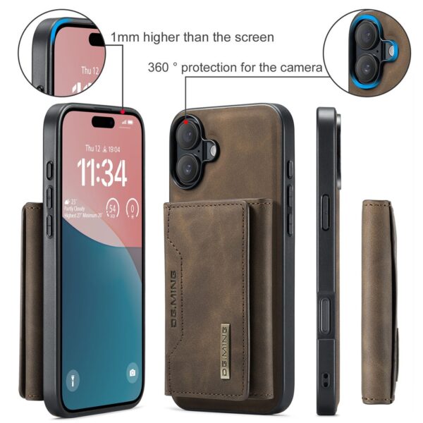DG.MING iPhone 16 M2 Series 3-Fold Wallet Card Θήκη Δερματίνης - Dark Brown