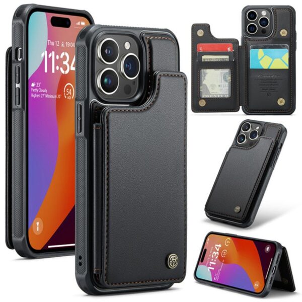 CaseMe C22 iPhone 15 Pro Max Card Wallet RFID Θήκη Δερματίνης - Black