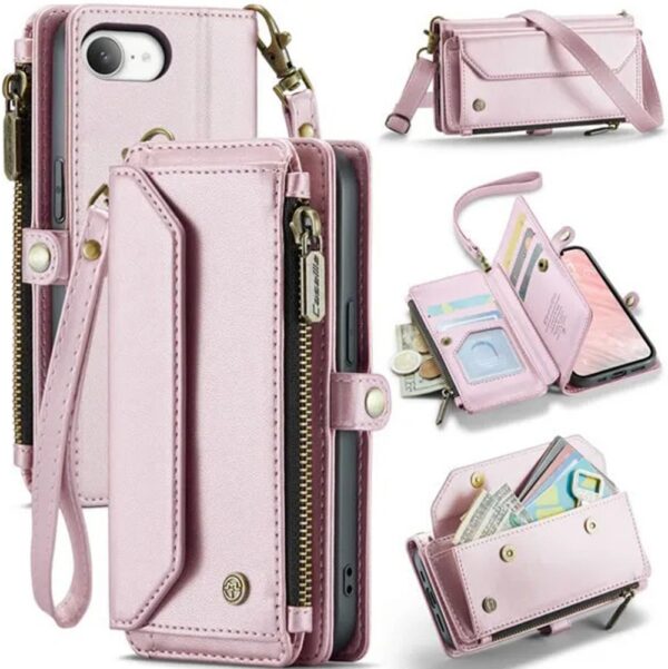 CaseMe C36 iPhone 16e RFID Wallet Zip Card PU Θήκη Βιβλίο - Pink CaseMe C36 iPhone 16e RFID Wallet Zip Card PU Θήκη Βιβλίο - Pink