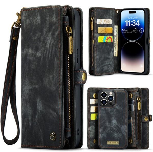 CaseMe 008 iPhone 15 Pro Max Detachable Multifunctional Θήκη Βιβλίο - Black
