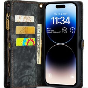 CaseMe 008 iPhone 15 Pro Max Detachable Multifunctional Θήκη Βιβλίο - Black