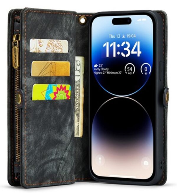 CaseMe 008 iPhone 15 Pro Max Detachable Multifunctional Θήκη Βιβλίο - Black