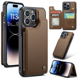CaseMe C22 iPhone 15 Pro Max Card Wallet RFID Θήκη Δερματίνης - Brown