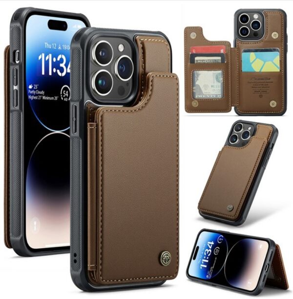 CaseMe C22 iPhone 15 Pro Max Card Wallet RFID Θήκη Δερματίνης - Brown