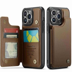 CaseMe C22 iPhone 15 Pro Max Card Wallet RFID Θήκη Δερματίνης - Brown