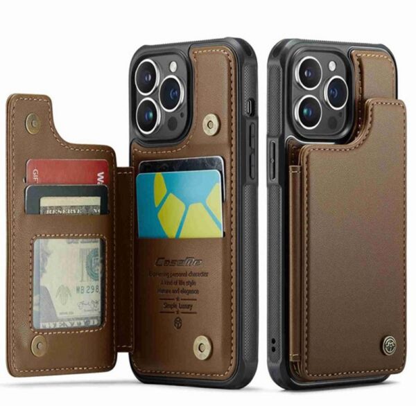 CaseMe C22 iPhone 15 Pro Max Card Wallet RFID Θήκη Δερματίνης - Brown
