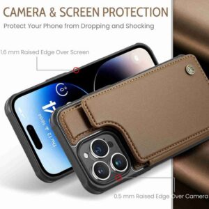 CaseMe C22 iPhone 15 Pro Max Card Wallet RFID Θήκη Δερματίνης - Brown