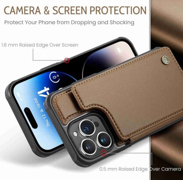 CaseMe C22 iPhone 15 Pro Max Card Wallet RFID Θήκη Δερματίνης - Brown