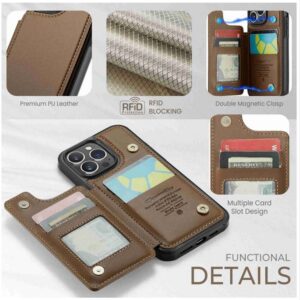 CaseMe C22 iPhone 15 Pro Max Card Wallet RFID Θήκη Δερματίνης - Brown