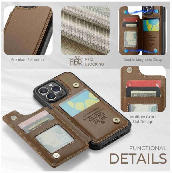 CaseMe C22 iPhone 15 Pro Max Card Wallet RFID Θήκη Δερματίνης - Brown