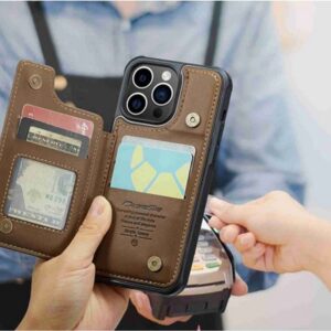 CaseMe C22 iPhone 15 Pro Max Card Wallet RFID Θήκη Δερματίνης - Brown