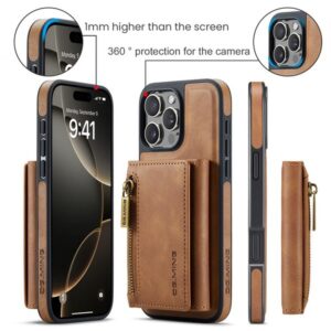 DG.MING M5 Series iPhone 16 Pro Zip RFID Multi - Card Detachable Θήκη Δερματίνης - Brown