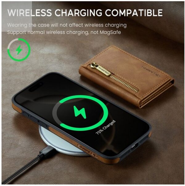 DG.MING M5 Series iPhone 16 Pro Zip RFID Multi - Card Detachable Θήκη Δερματίνης - Brown
