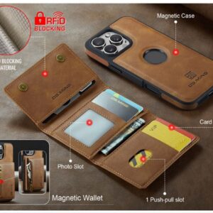 DG.MING M5 Series iPhone 16 Pro Zip RFID Multi - Card Detachable Θήκη Δερματίνης - Brown