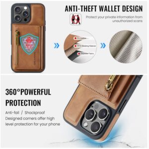 DG.MING M5 Series iPhone 16 Pro Zip RFID Multi - Card Detachable Θήκη Δερματίνης - Brown