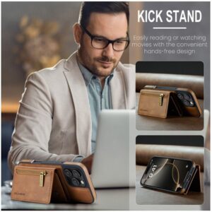 DG.MING M5 Series iPhone 16 Pro Zip RFID Multi - Card Detachable Θήκη Δερματίνης - Brown