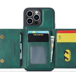 DG.MING M5 Series iPhone 16 Pro Zip RFID Multi - Card Detachable Θήκη Δερματίνης - Green