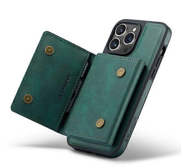 DG.MING M5 Series iPhone 16 Pro Zip RFID Multi - Card Detachable Θήκη Δερματίνης - Green