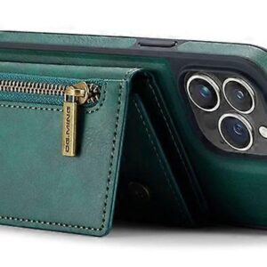 DG.MING M5 Series iPhone 16 Pro Zip RFID Multi - Card Detachable Θήκη Δερματίνης - Green
