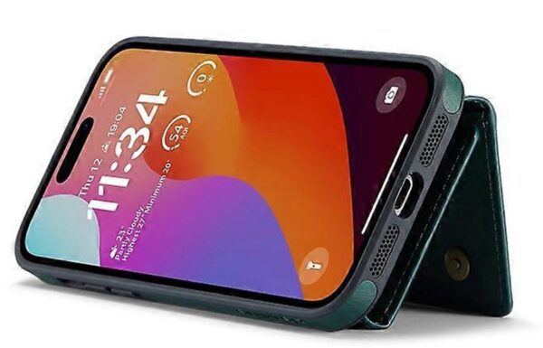 DG.MING M5 Series iPhone 16 Pro Zip RFID Multi - Card Detachable Θήκη Δερματίνης - Green